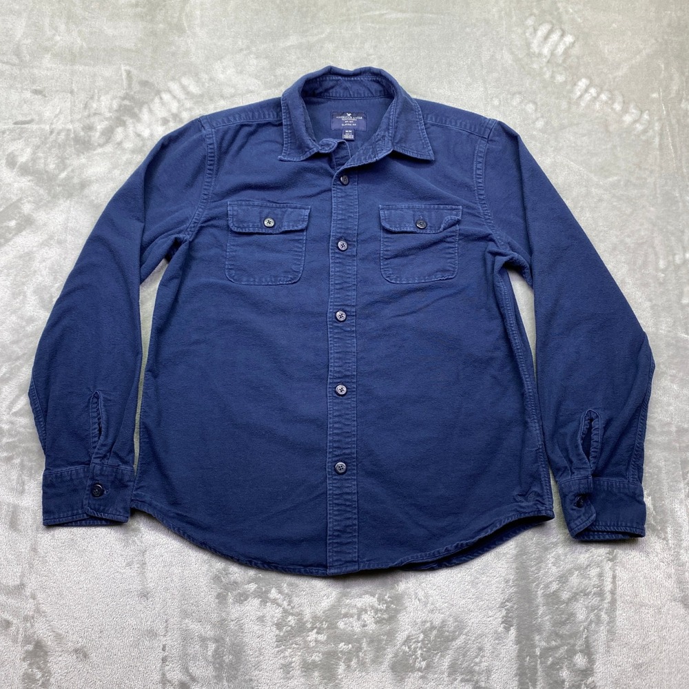 American Eagle Outfitters‎ Mens Classic Fit Long Sleeve Button Up Shirt Blue M